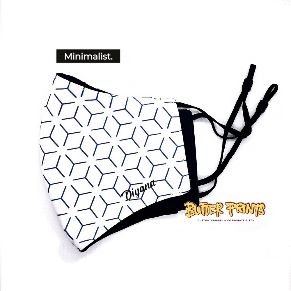 Custom Name on Minimalist / Grunge Designer Masks (+Inner Filter Slot), view 3
